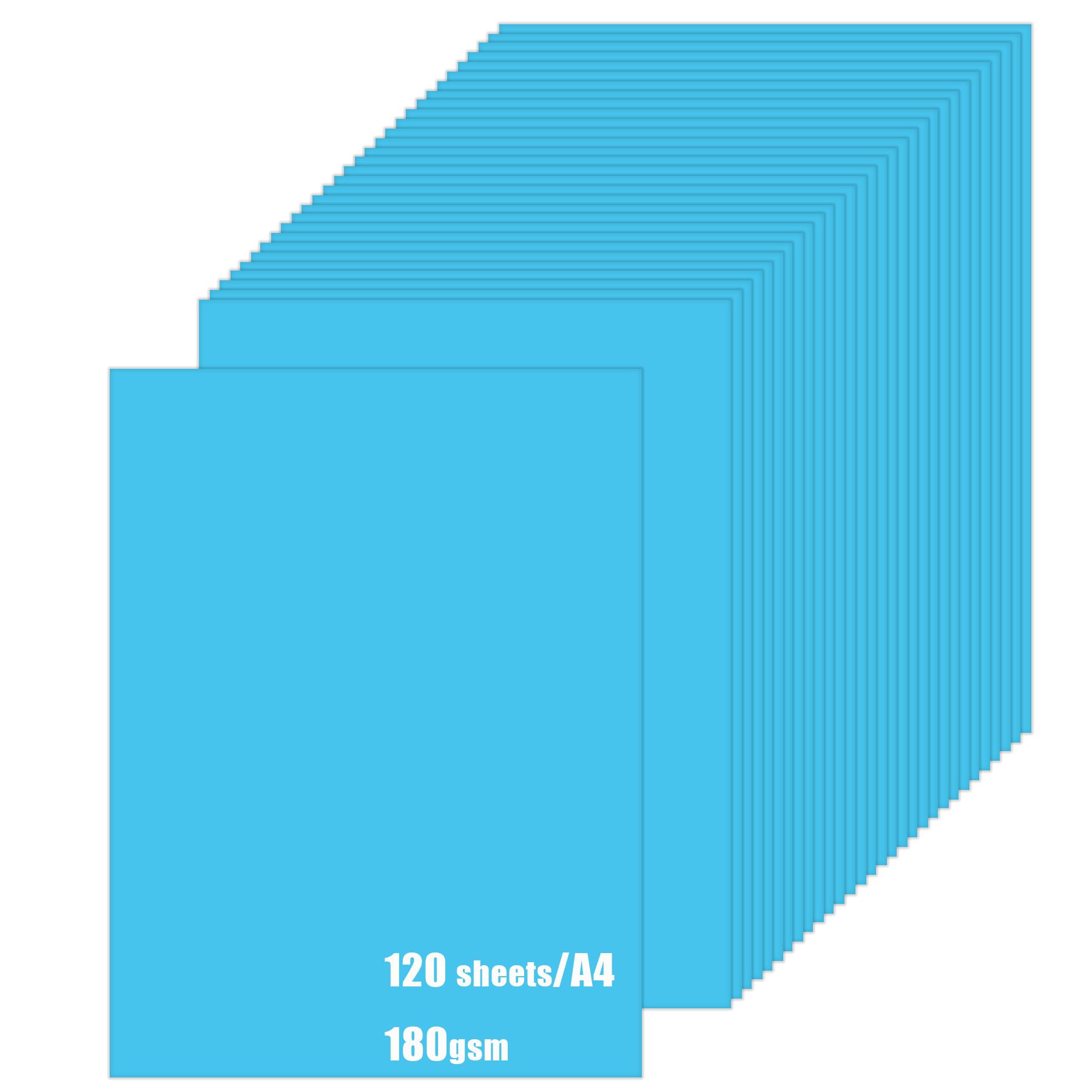 A4 Blue Card Paper - 180gsm 120 Sheets - Coloured Blue Craft Card for Arts or Crafts DIY Cards Making, Scrapbook, Printing