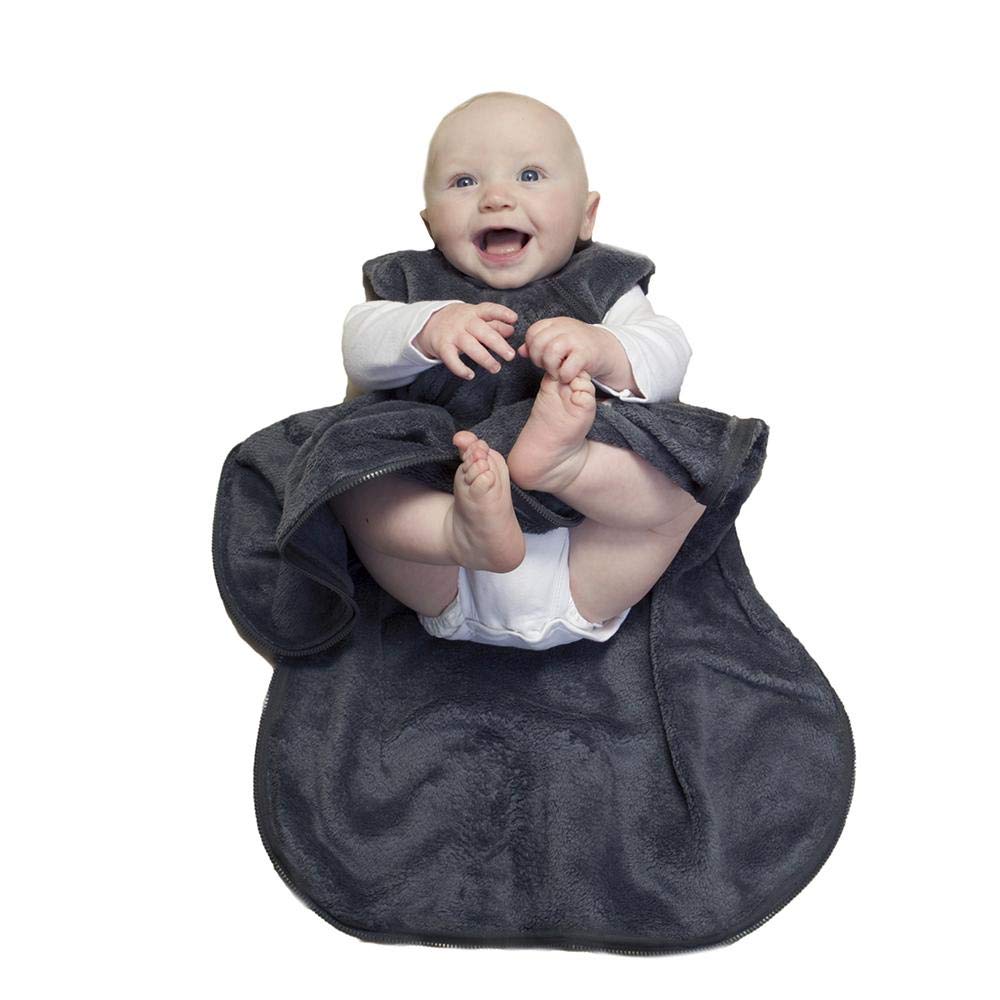 GUNAMUNA Unisex Fleece Wearable Baby Blanket - Sleeping Bag, 1.6 TOG, Charcoal Grey - Modern Zip, 3-9 Months