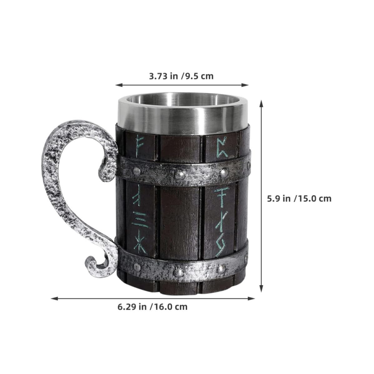 Jarra Vintage de Acero Madera Inoxidable Cerveza y Barril
