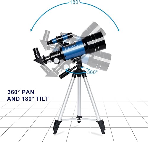 Miniatura 8 de Telescopio para niños y adultos, telescopios portátiles para principiantes de 2.756 in con 3 oculares, trípode de altura ajustable y adaptador de