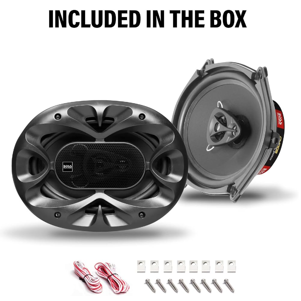 Kit Set para Boss Audio Systems CH5730B Altavoces coaxiales de 3 vías 5 x 7 12,7 x 17,8 cm 127 x 178 mm, 150 vatios rms 300 vatios máx, para Coches, suspensión de Goma, por Pareja + Rejillas Gratis