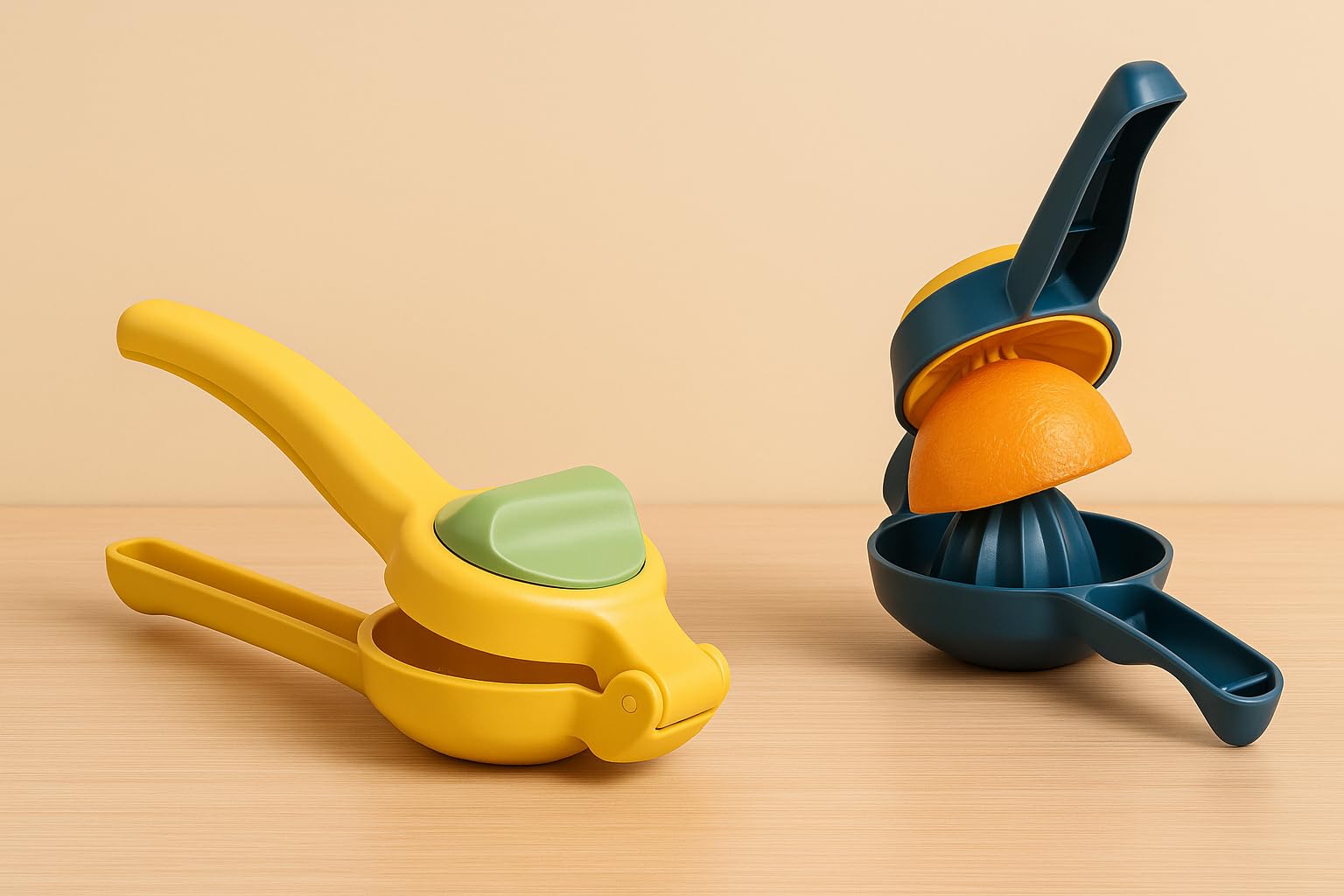 Vios Store El Tipi Narenciye ve Limon Sıkacağı – Kapaklı Filtreli Tasarım, Dayanıklı ABS Gövde, Portakal Mandalina Limon İçin Uygun, Ergonomik Saplı Pratik Mutfak Sıkacağı (LACİVERT-SARI)