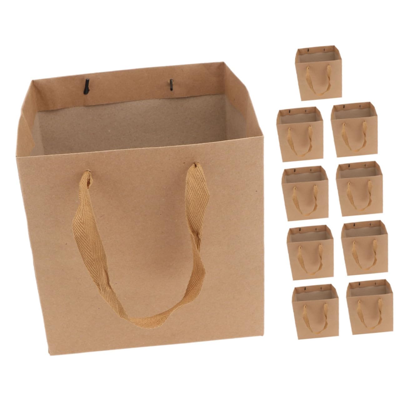 OUNONA 10 Sacchetti Regalo in Carta Kraft Quadrati con Manico, 25x25x25cm, Resistenti e Sostenibili, per Fiori, Dolci e Confezioni Regalo per Feste e Spedizioni