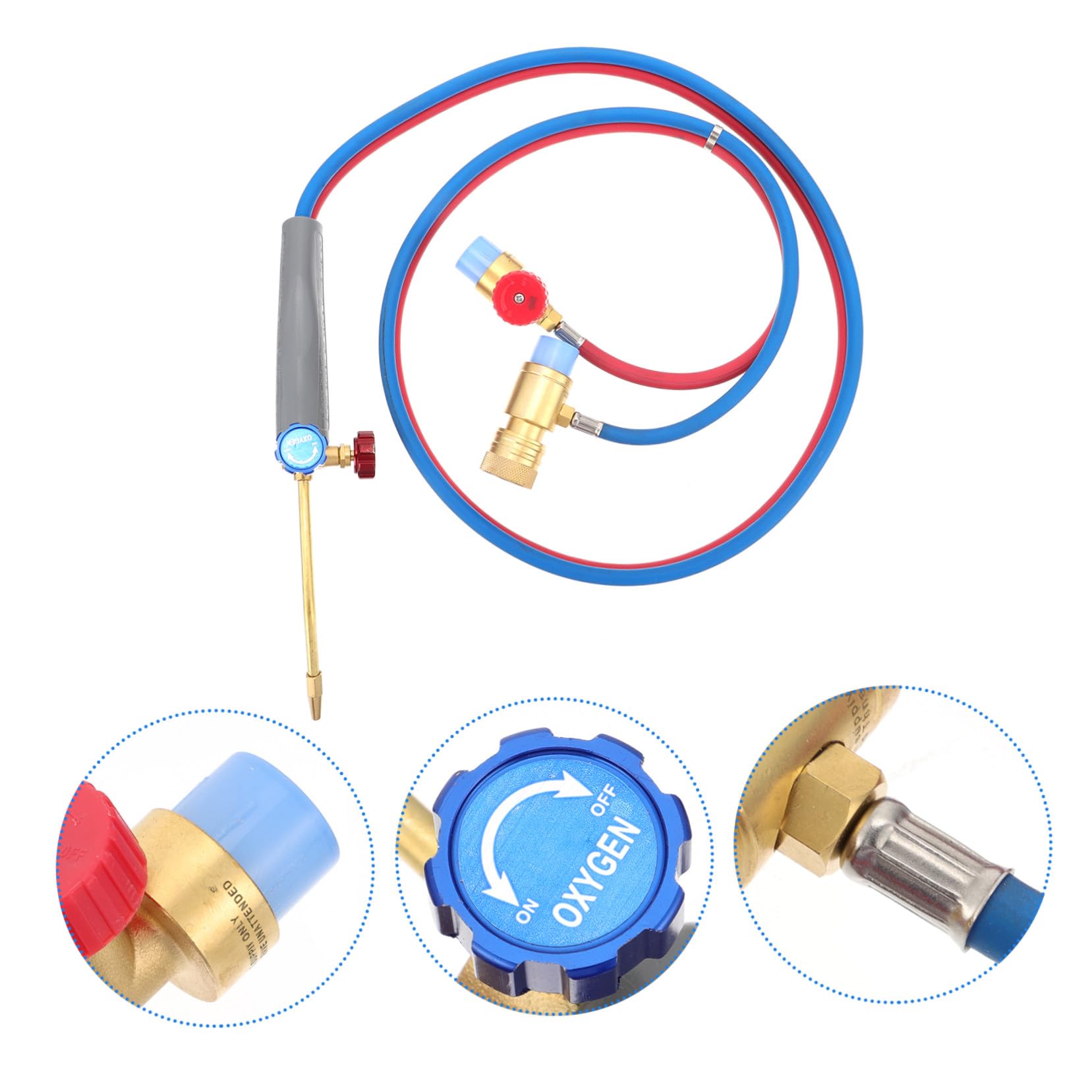 Antorcha de Soldadura con Oxígeno Mini para Gas, Llama Ajustable | Cobre y Goma, Ligera y Compacta, Kit de Soldadura con 2m para Trabajos de Fontanería