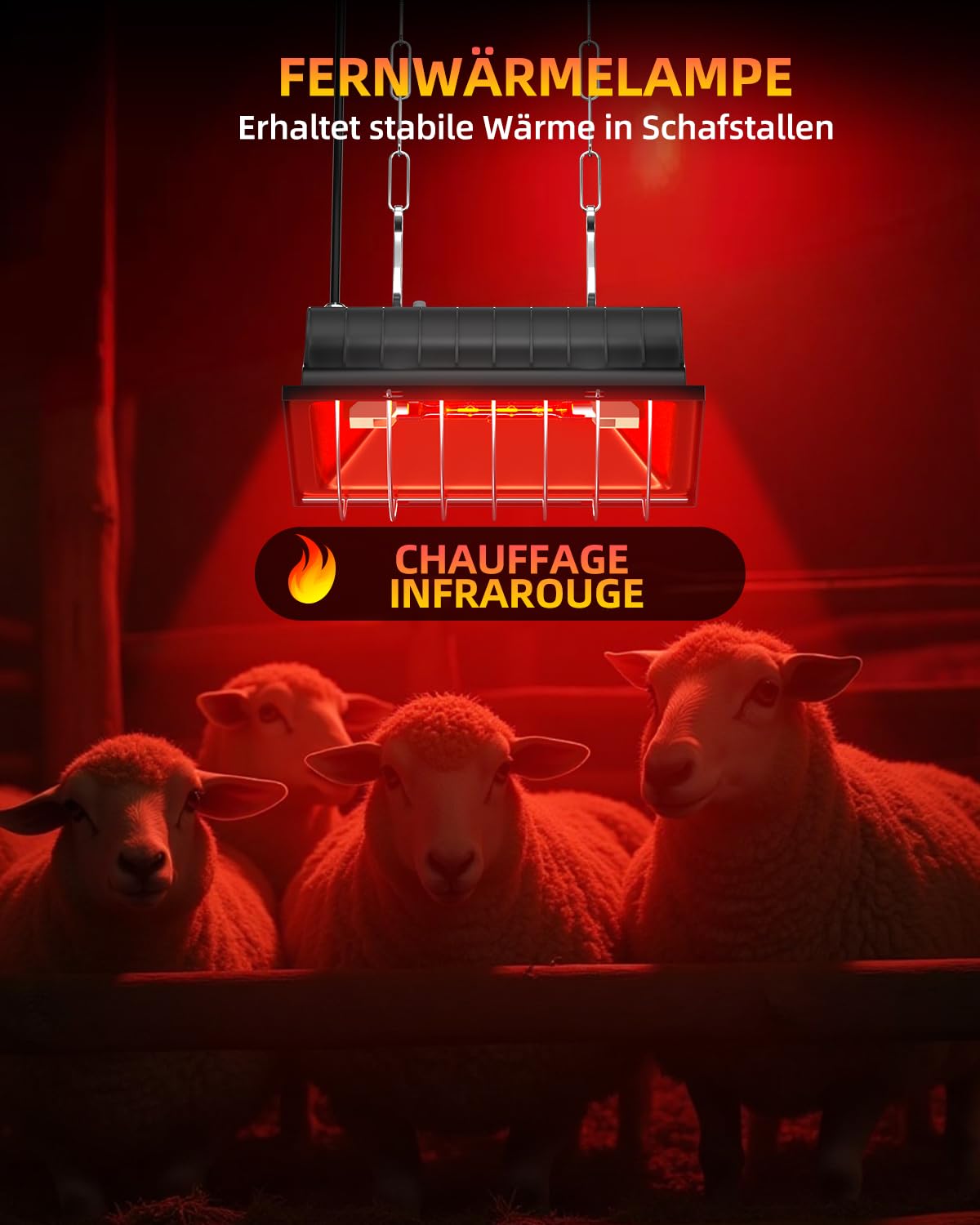GlowUp Lampe Chauffante Poussin 275W, Inclure 2x 175W Ampoules de Chauffage Infrarouges, Lampe Chauffante Chiot pour Volailles, Poulet Coop, Poulet Broyeur, Canard, Cochons, Agneaux (Noir)