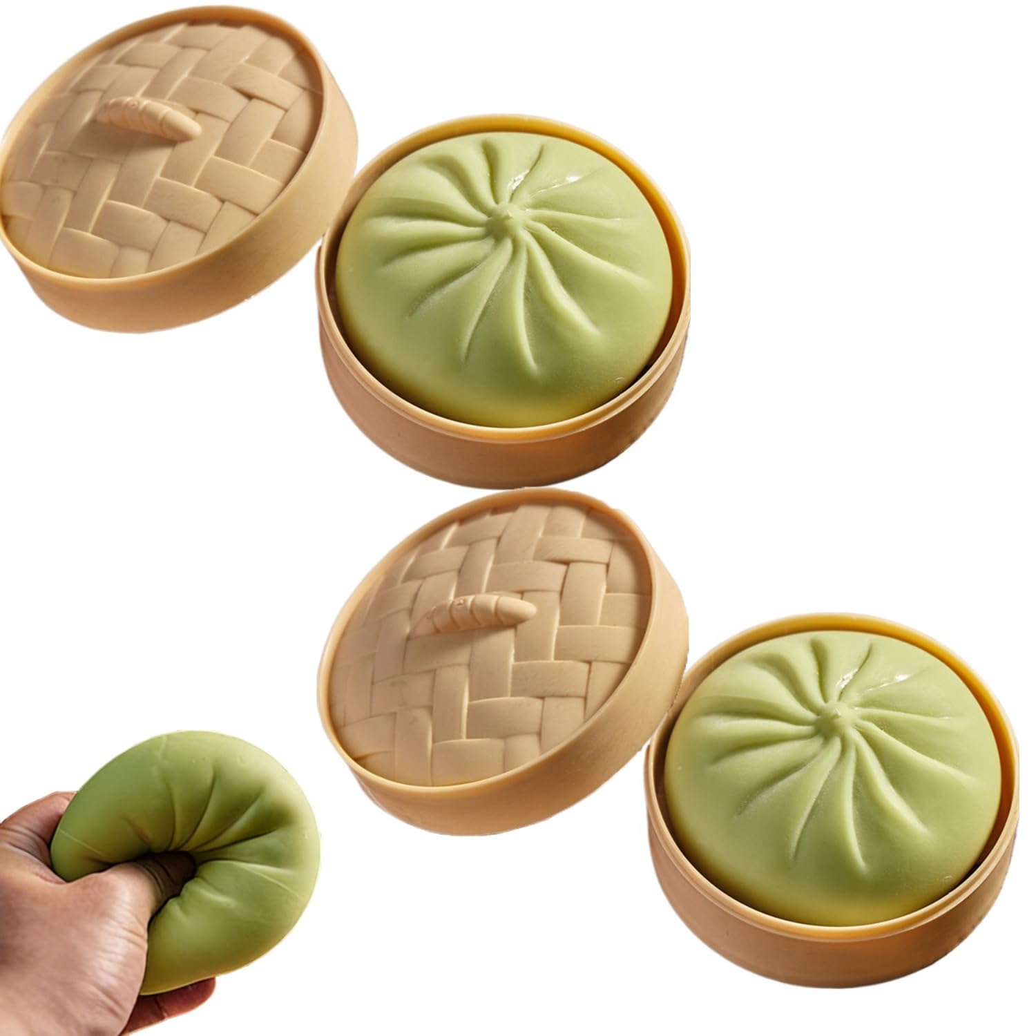 2-Pack Dumplings Squishies Toys for Adults and Kids, TPR Sensory Fidget Toys for Anxiety and Focus, Cute Squeeze Toys for Office Desk, School, Car Travel (Green) â image 1