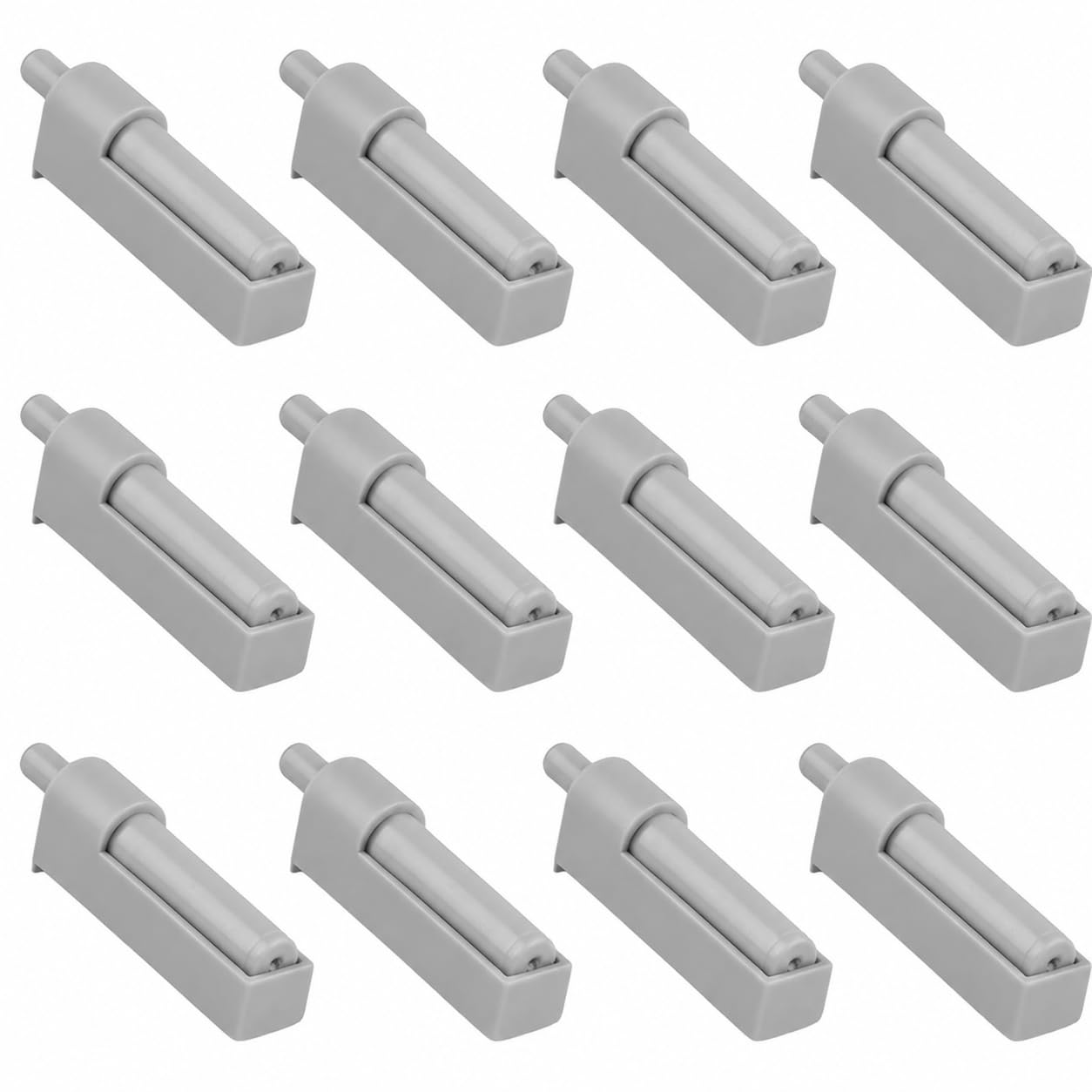 Ziyie Grey Soft Close Door Dampers 12 Pcs – Push To Open Catches With Adjustable Buffering – Plastic Quiet Closer Buffers For Small Cupboards – Requires Screw Installation