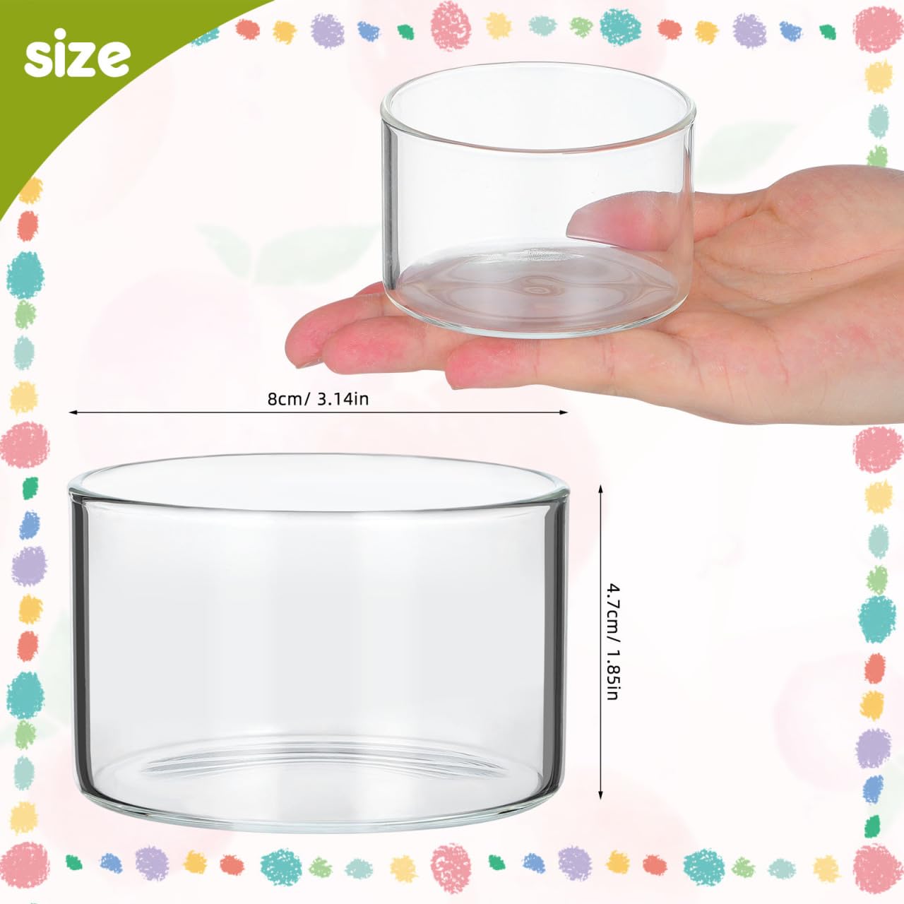 Angoily 8 tazas de postre de vidrio pequeñas, taza de pudín transparente, taza de natillas, vasos de degustación, mini recipientes de vidrio para almacenamiento de alimentos