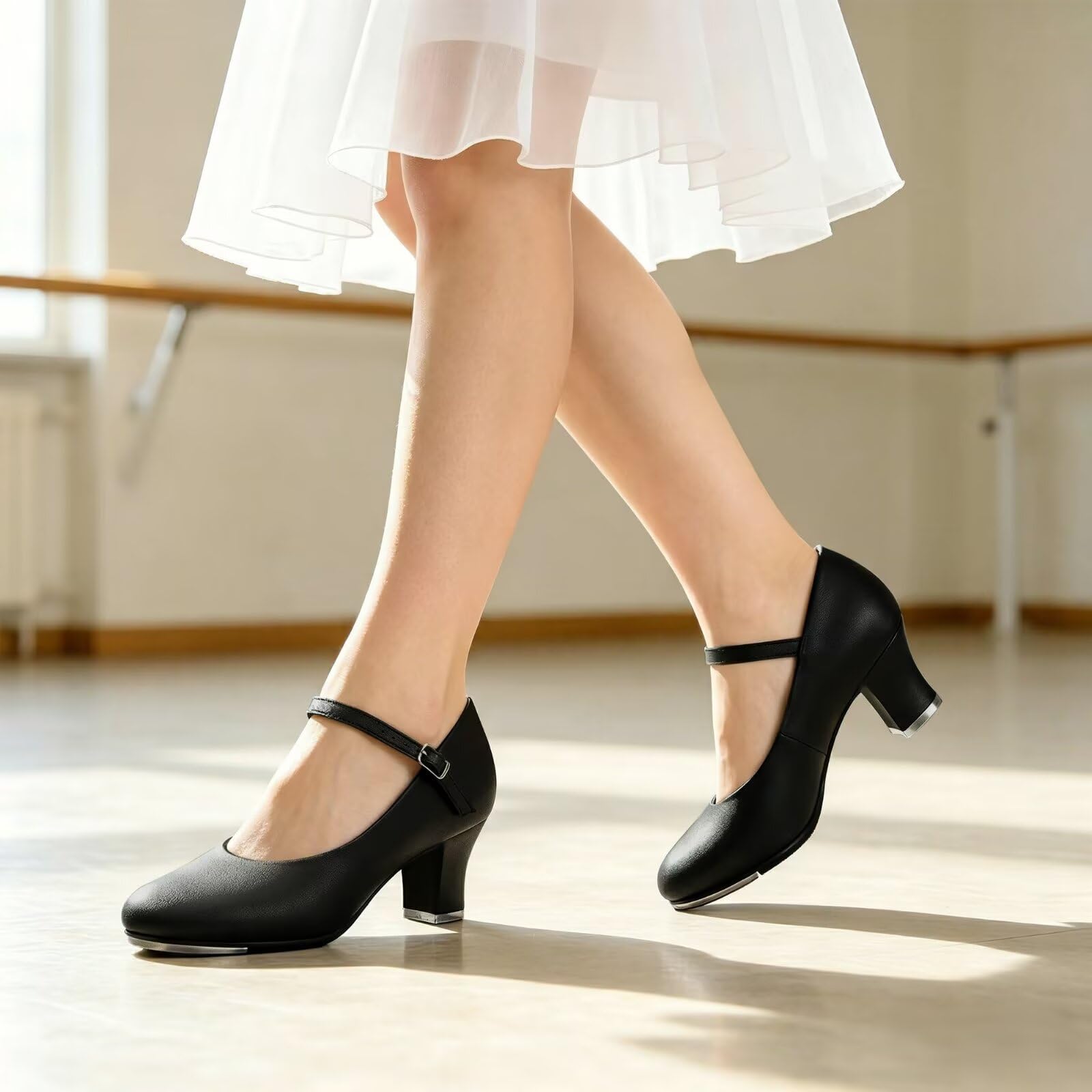 Character Tap - Scarpe da donna con suola divisa, colore: nero, con cinturino alla caviglia, per donne e adulti