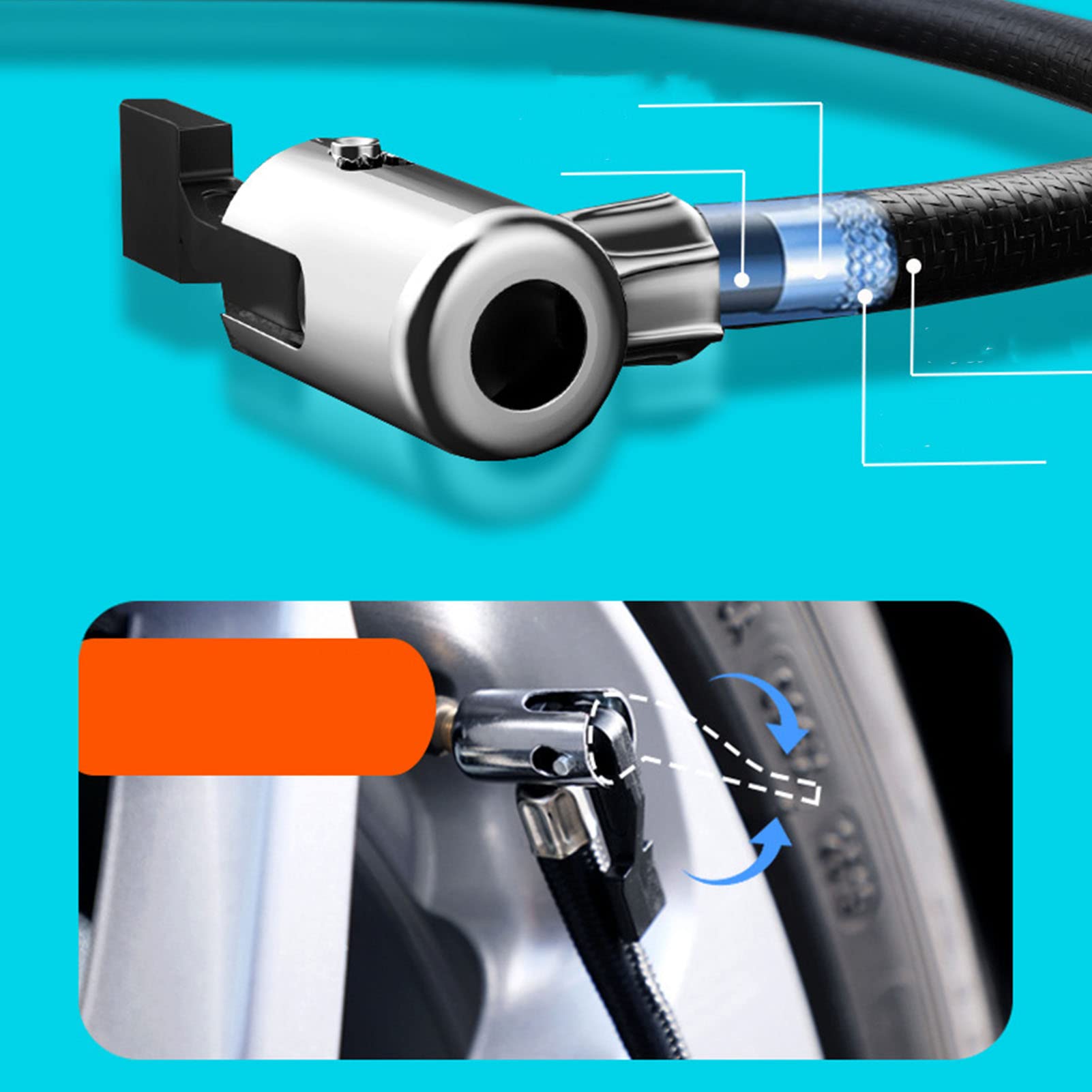 Pompa Sprężarki Powietrza 12 V Podwójny Cylinder do Pompowania Opon Samochodowych 100 PSI Cyfrowy Wyświetlacz LED Światło ABS i Czysta miedź do Samochodów Osobowych Ciężarówki RV Motocykle