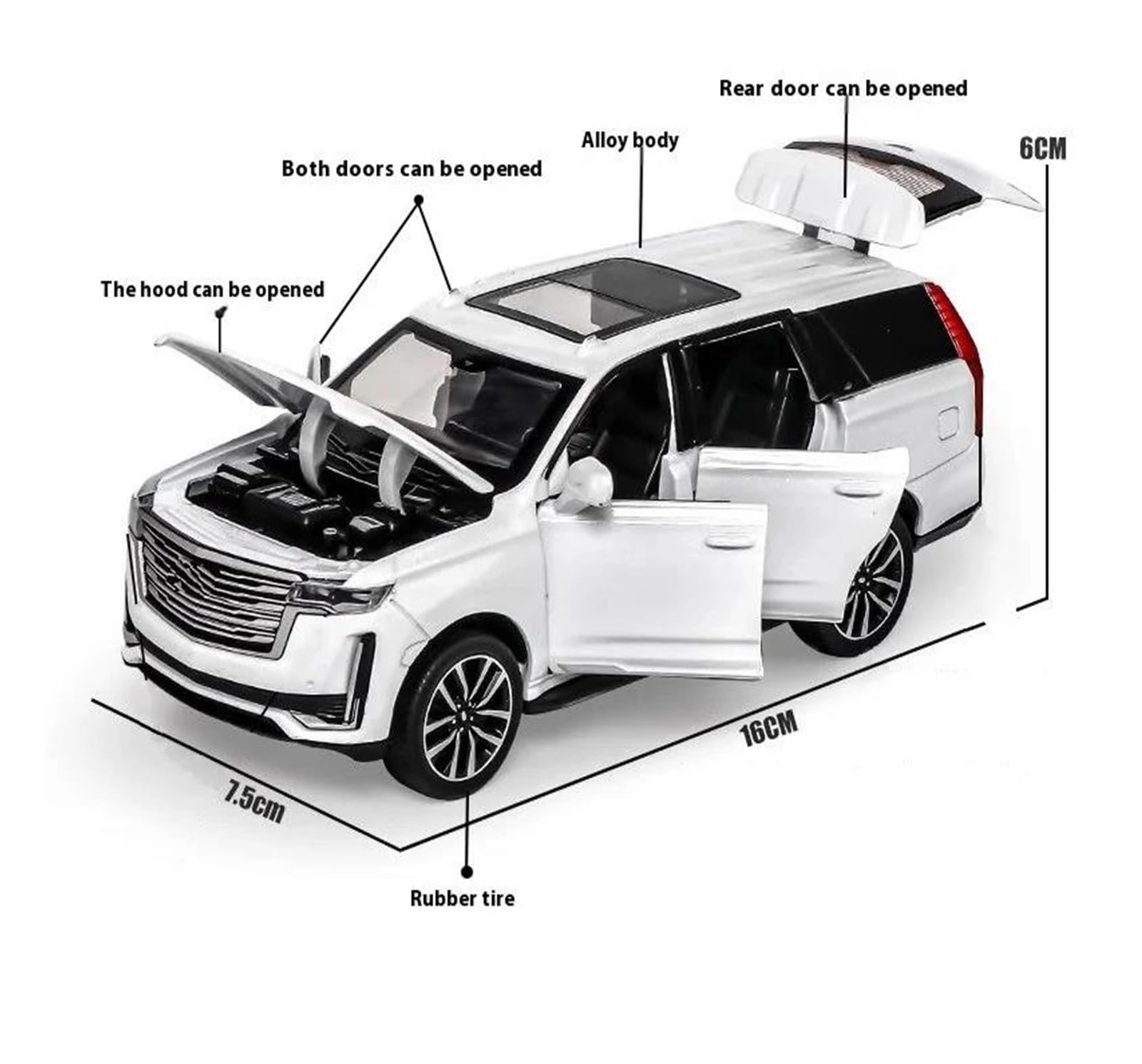 Modello Di Auto Per Cadillac Per Escalade Modellino Auto | 1:32 Collezione Metallo Scala Modello(Nero)