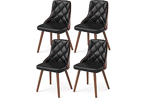 Sumptuous Black Leather Dining Chairs for a Striking Modern Ambiance (Set of 4)