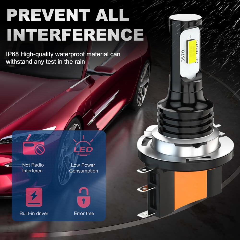 TJJTGBR High Power White H15 LED DRL Bulbs For 2015-2019 Ford Edge,2PCS H15 Car Led light 6000K CSP CHip Fog Light Bulbs Daytime Running Lights White 12V Universal(H15)