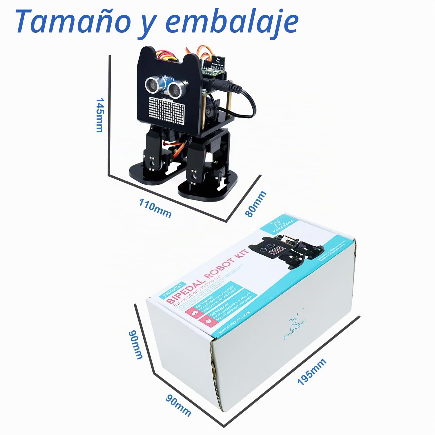 Freenove Bipedal Robot Kit for Raspberry Pi Pico (Included) (Compatible with Arduino IDE), LED Matrix Expressions, Obstacle Avoidance, Colorful Lights, Buzzer, Speaker, App