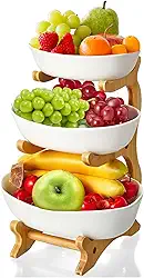 Fruteira de Mesa, Fruteira de ‎Plástico, Bandeja de Lanche Leve Multicamadas, Para Cozinha, Sala de Estar, Mesa de Centro (Branco)