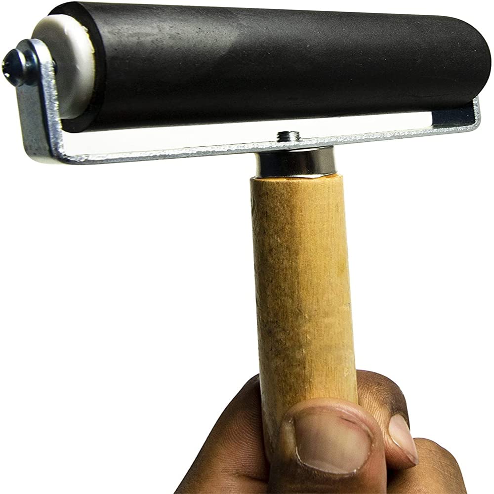 Rullo In Gomma Per Inchiostro 21cm - Per Stampa, Timbratura, Linoleografia Con Manico In Legno