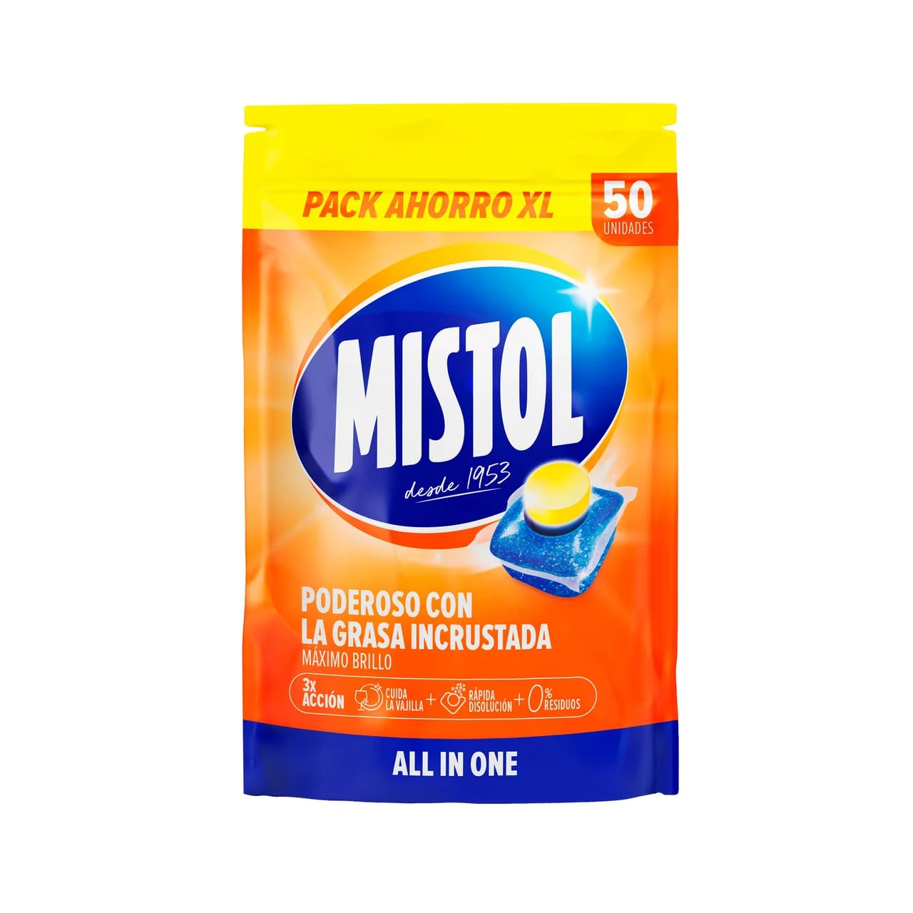 Set di 4 pastiglie per detersivo tutto in uno, 50 pezzi, 750 g