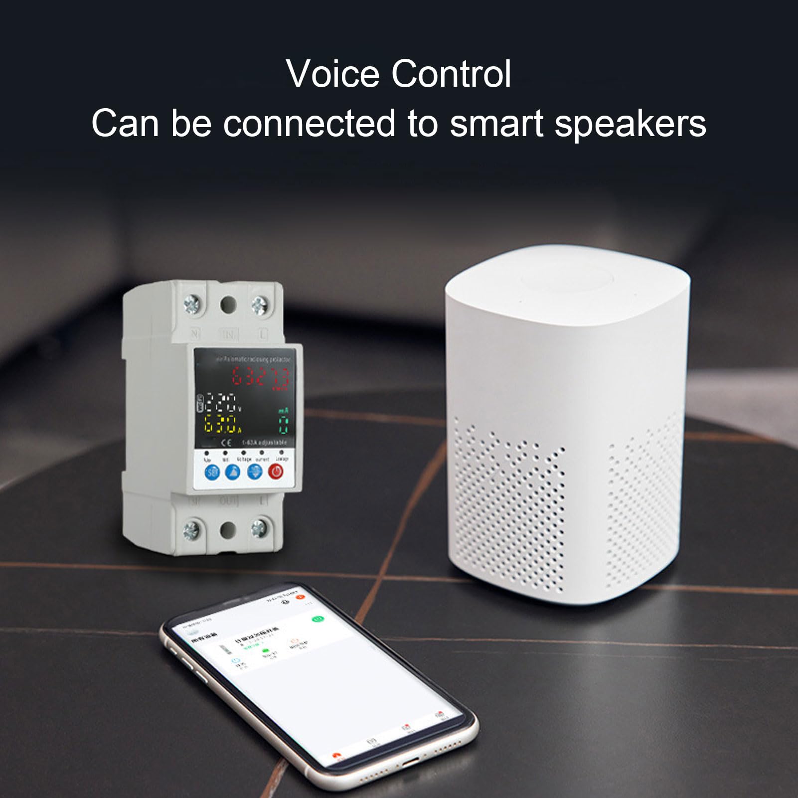 Inteligentny Monitor Energii, Wyłącznik Automatyczny 230 V 63 A WiFi z Pilotem APP Monitorowanie w Czasie Rzeczywistym, Inteligentny Miernik Mocy z Wyłącznikiem Czasowym i wodoodporność