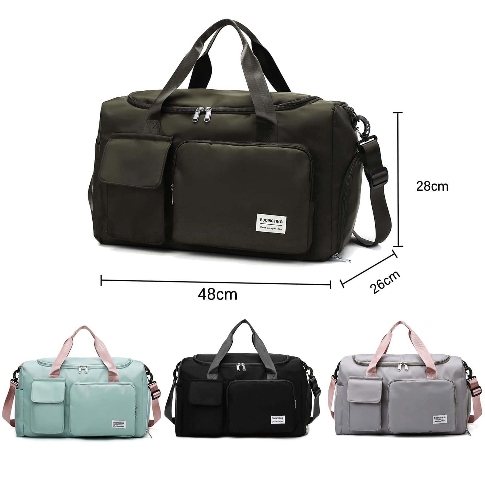 Bolsa de deporte para hombres y mujeres, 42 L, bolsa de viaje impermeable, bolsa de deporte con compartimento para zapatos, compartimento húmedo y función de mochila, bolsa de viaje, bolsa de