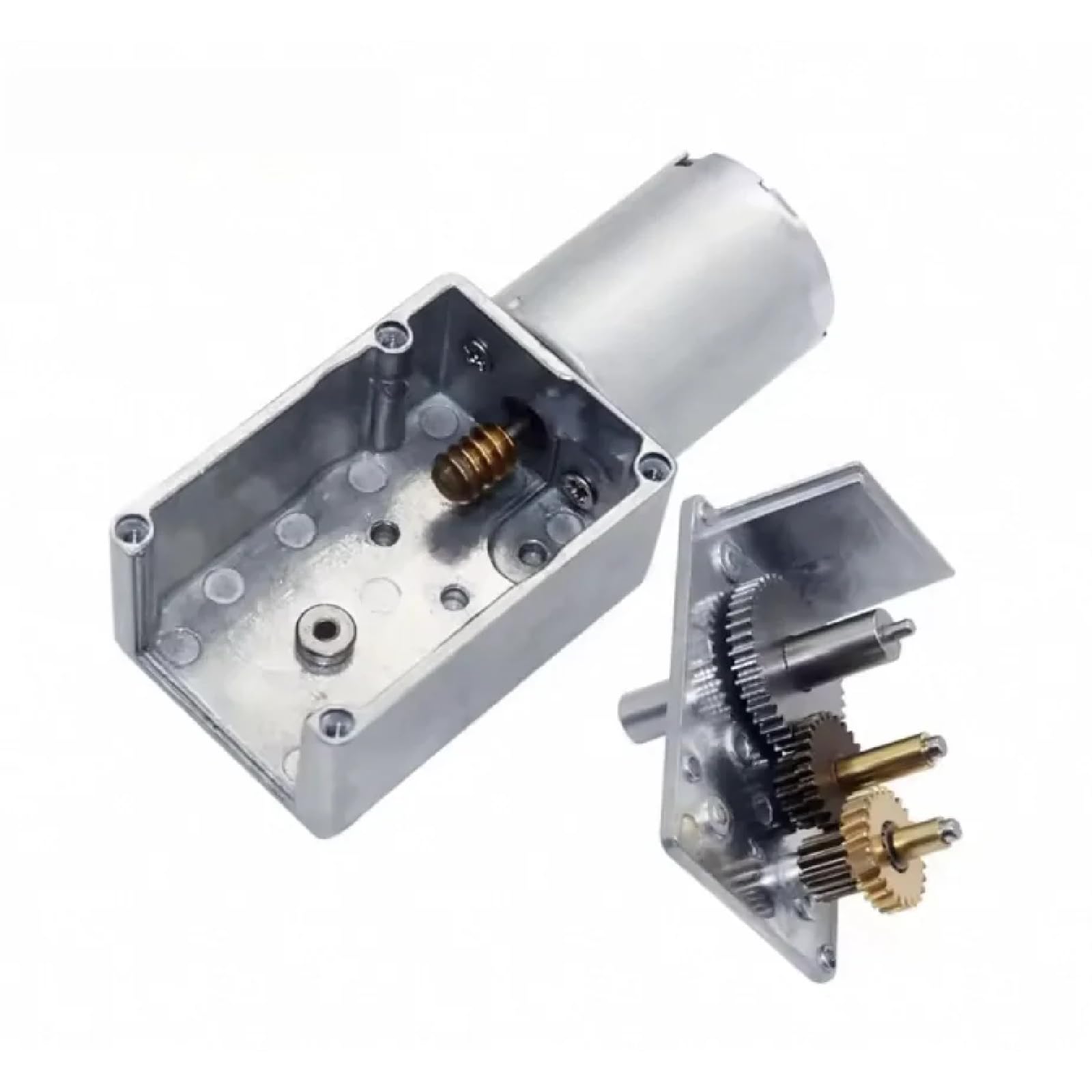 JGY-370 DC Schneckengetriebemotor mit Encoder, 6 V/12 V/24 V, rechtwinkliges Getriebe, 25 kgf.cm Drehmoment, 6-150 U/min, Silber, 6 mm Ausgangswelle (23 U/min, 12 V)