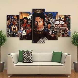 FJNS 5 Pannelli Michael Jackson Immagine Stampa su Tela HD Quadri Dipinti Decorazioni viventi Incorniciato Pronto per Essere Appeso per la Camera da Letto Ufficio Home Decor,B,30×40×230×60×230×80×1