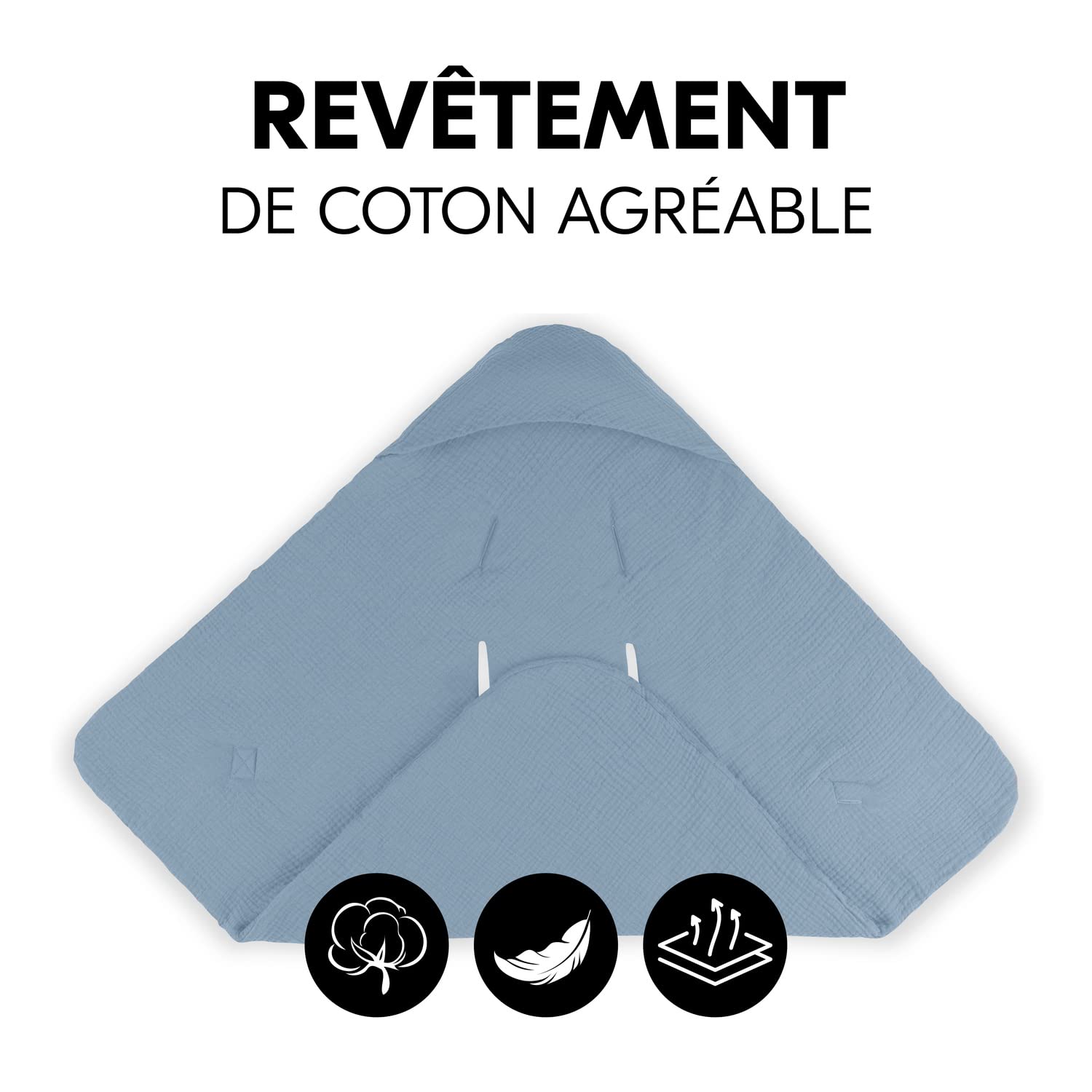 hauck Nid d'Ange Bébé Snuggle so Cosy, OEKO-TEX® STANDARD 100, Couverture Enveloppante, Chancelière, Gigoteuse, Couverture d'Emmaillotage, Cosy Plaid Siège Auto, Coton Mousseline, dusty blue