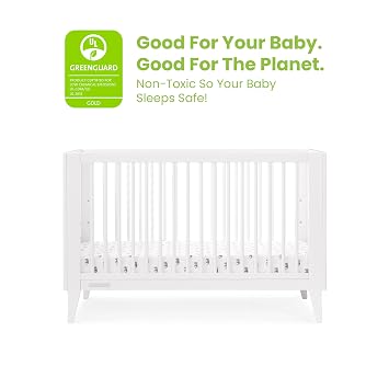 Delta Children Ollie 4-in-1 Convertible Crib - Greenguard Gold Certified, Bianca White