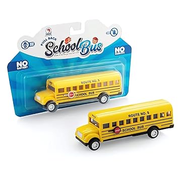 WooZee.. School Bus Kids Miniature Toy with Pull-Back Action OPENABLE Doors Realistic Design