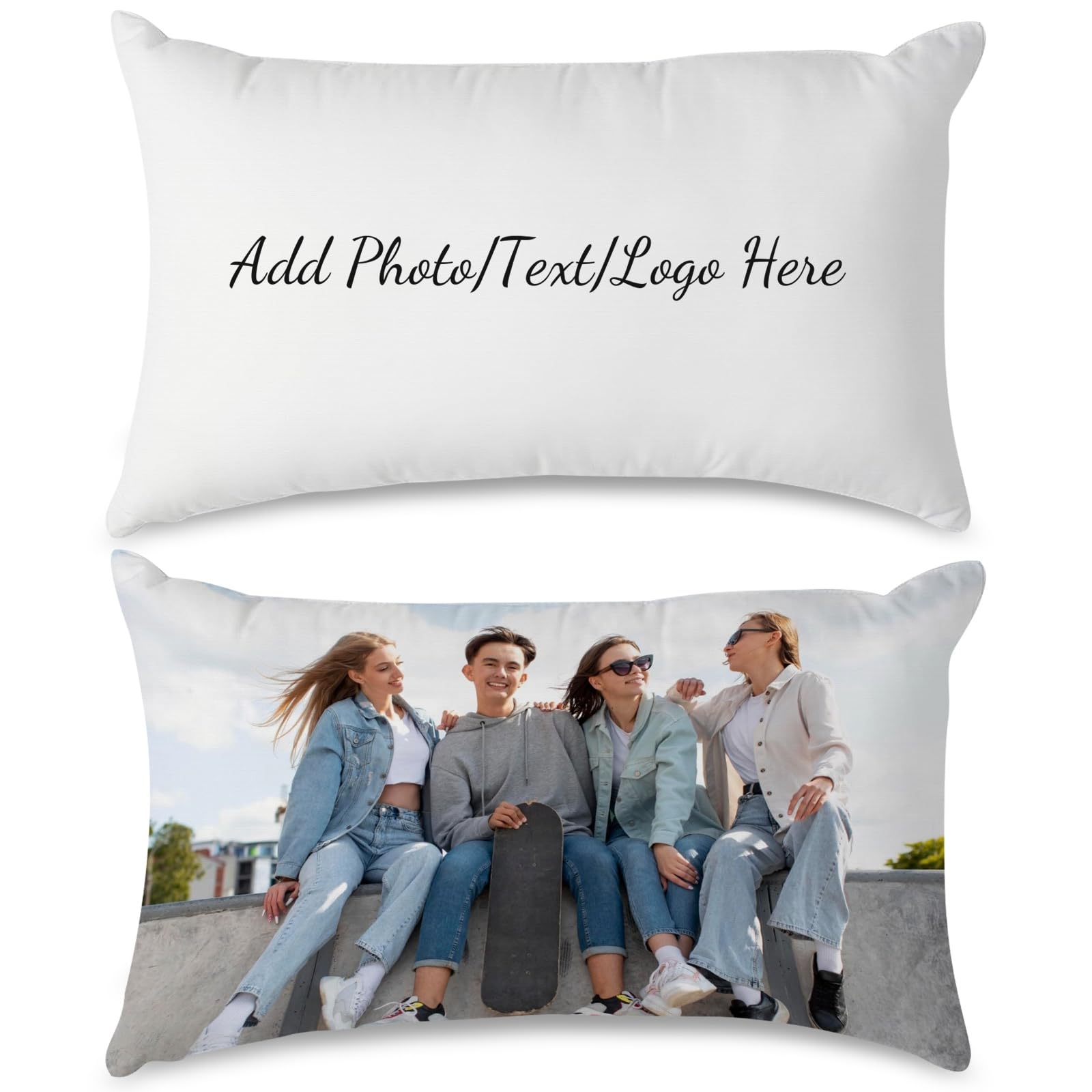 Funda de cojín personalizada con imagen/texto, funda de almohada personalizada con foto 30 x 50 cm, funda de almohada personalizada para sofá, dormitorio, regalo para esposa, marido, amigo