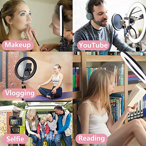 12\" Selfie Ring Light with 53\" Extendable Linkcool Mini Cell Phone Tripod with Portable Pouch, Bluetooth Remote Shutter and Phone Mount for iPhone/Android Phone/Gopros/DSLR Cameras