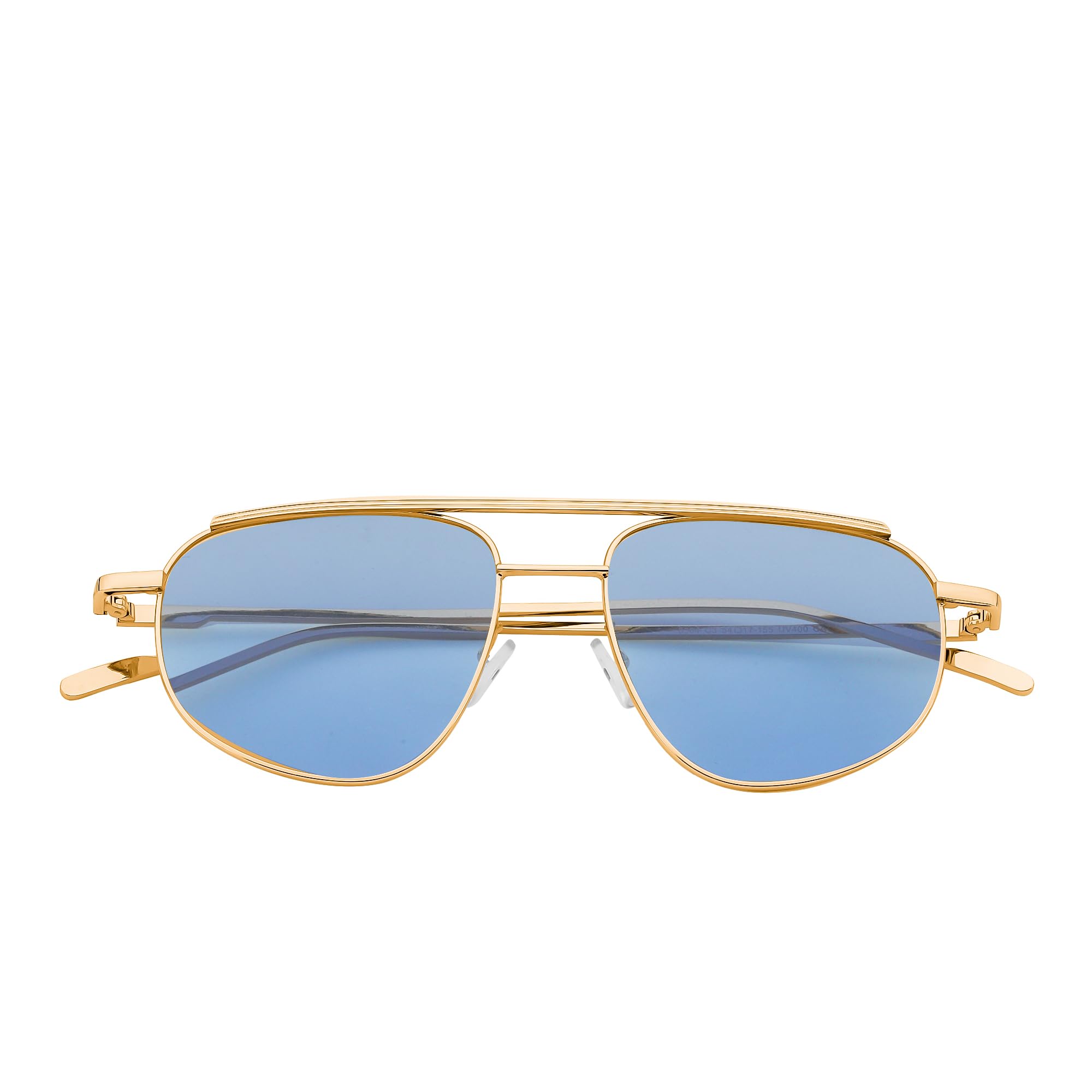 SIPHEW Womens Aviator Sunglasses- Trendy Square Light Tinted Color Double Bridge Metal Sunglasses for Women