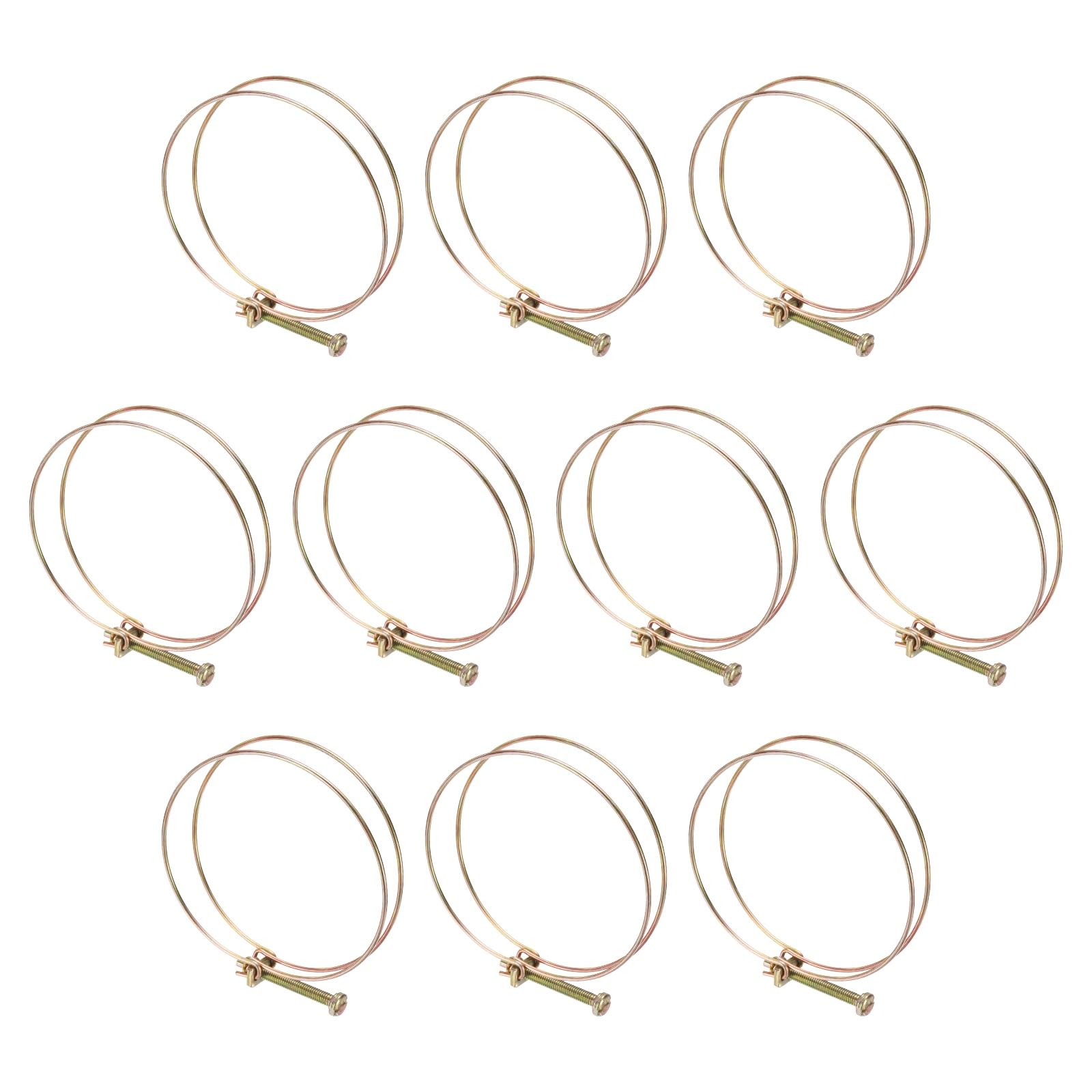 sourcing map 10pcs Adjustable Double Wire Hose Clamp 104-110mm Carbon Steel Wire Hose Clips Pipe Tube Clamps for Dust Collection Rubber PVC Pool Pump Hose