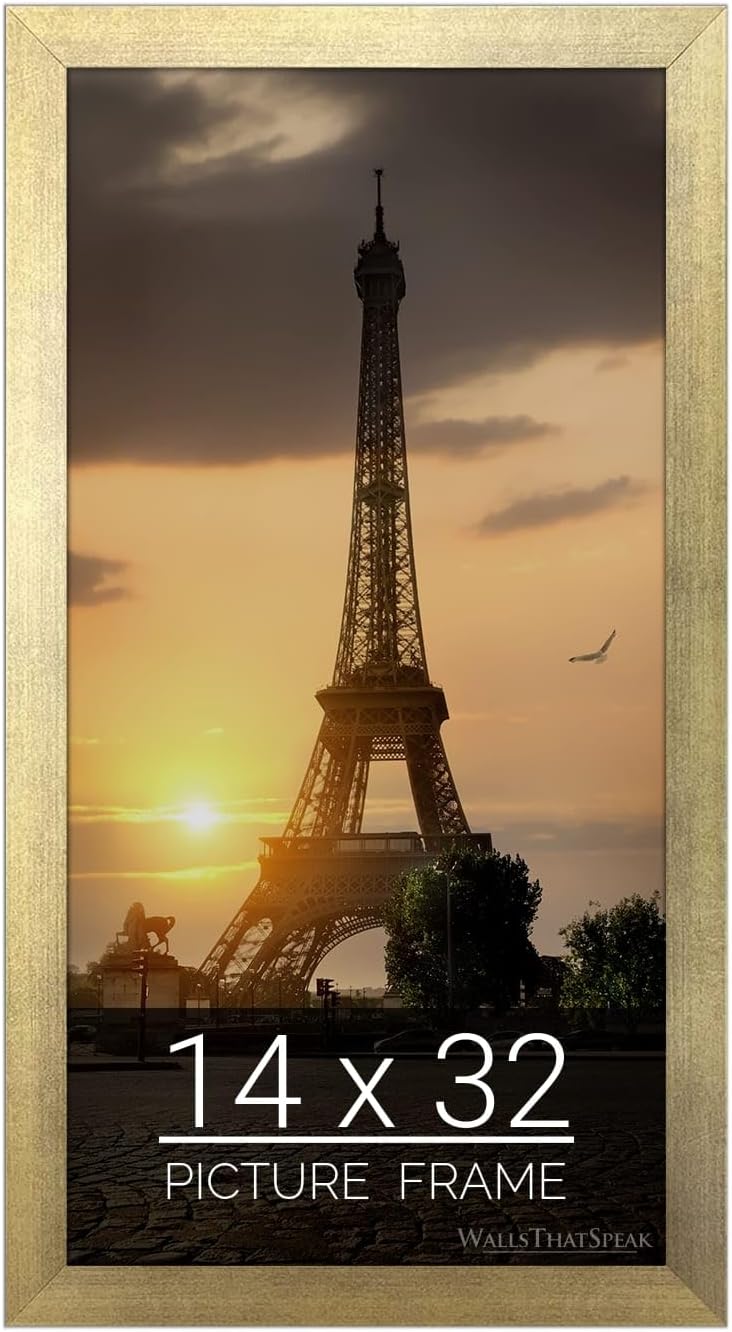 wallsthatspeak 14x32 Gold Picture Frame for Puzzles Posters Photos or Artwork