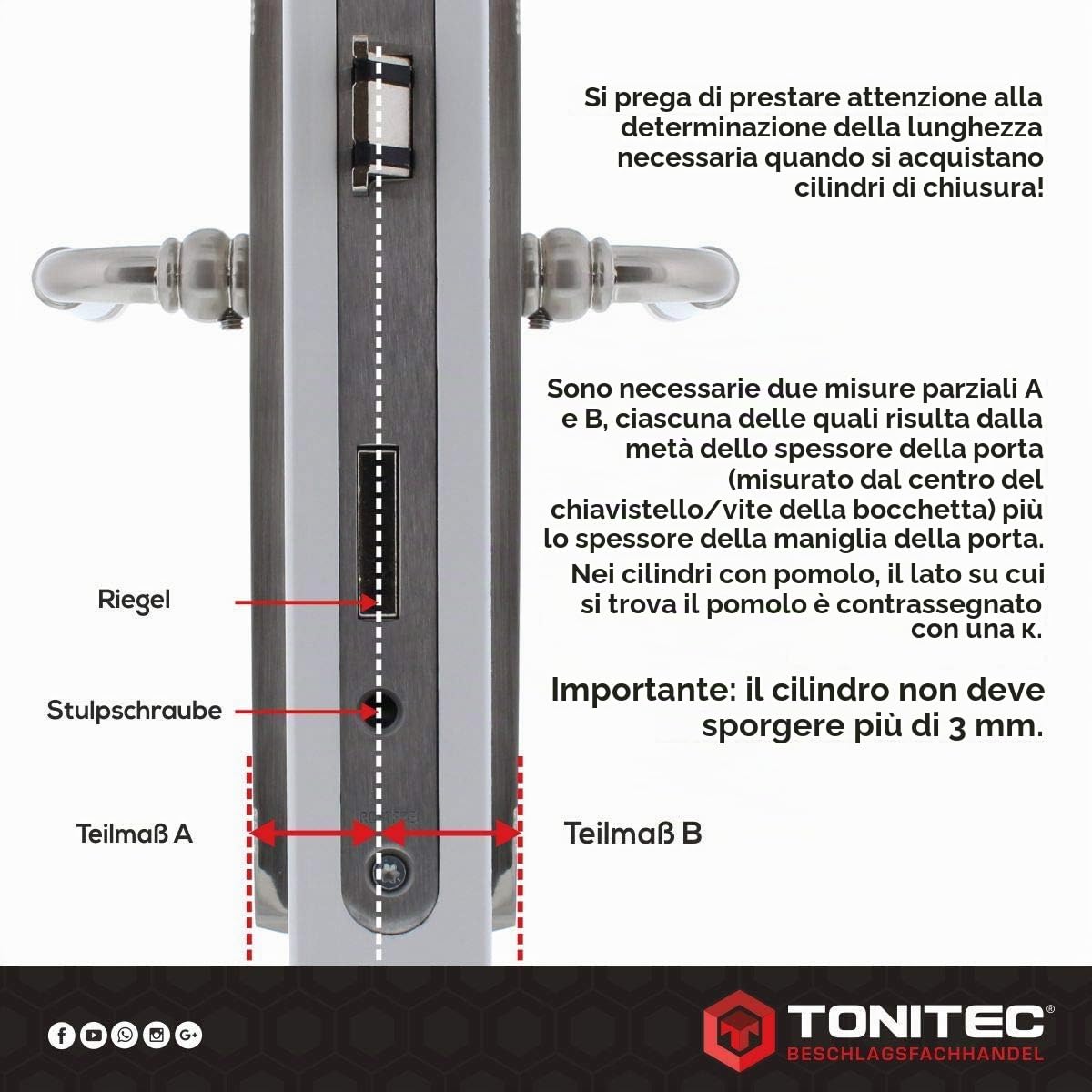 Abus EC550 - Cilindro per serratura con pomolo, 45/45 mm, 6 chiavi incluse