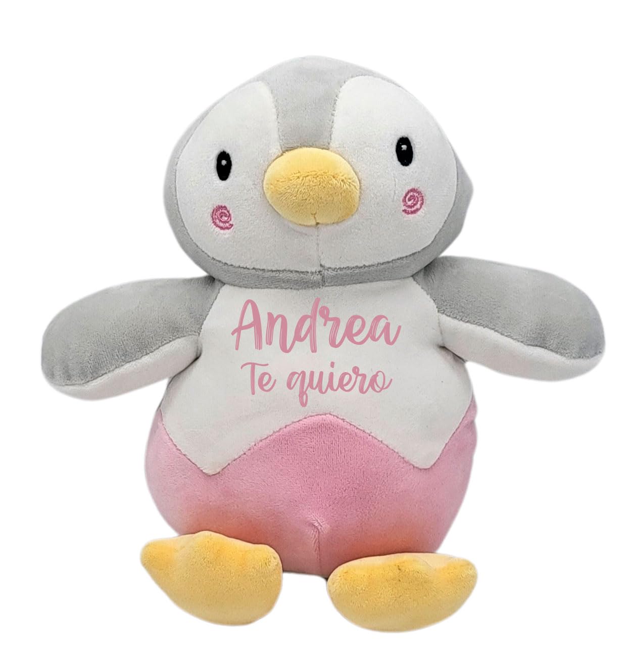 Peluche Personalizado Pingüino Extra Suave Regalo Bebe Recien Nacido Niño o Niña - Cumpleaños 1 Año y Más - Peluche Bebé Personalízalo con su Nombre para un Detalle Especial (Rosa)