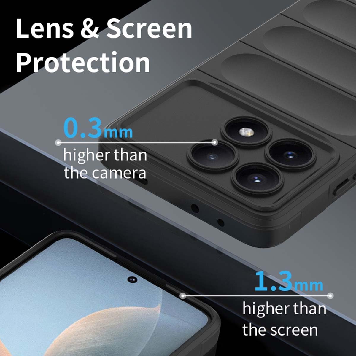 PEIYE Cover per Xiaomi Poco X6 Pro, Custodia in Silicone Morbido TPU, Case Antiurto con Impugnatura Laterale Antiscivolo. Design Semplice e Monocolore -Blu Scuro