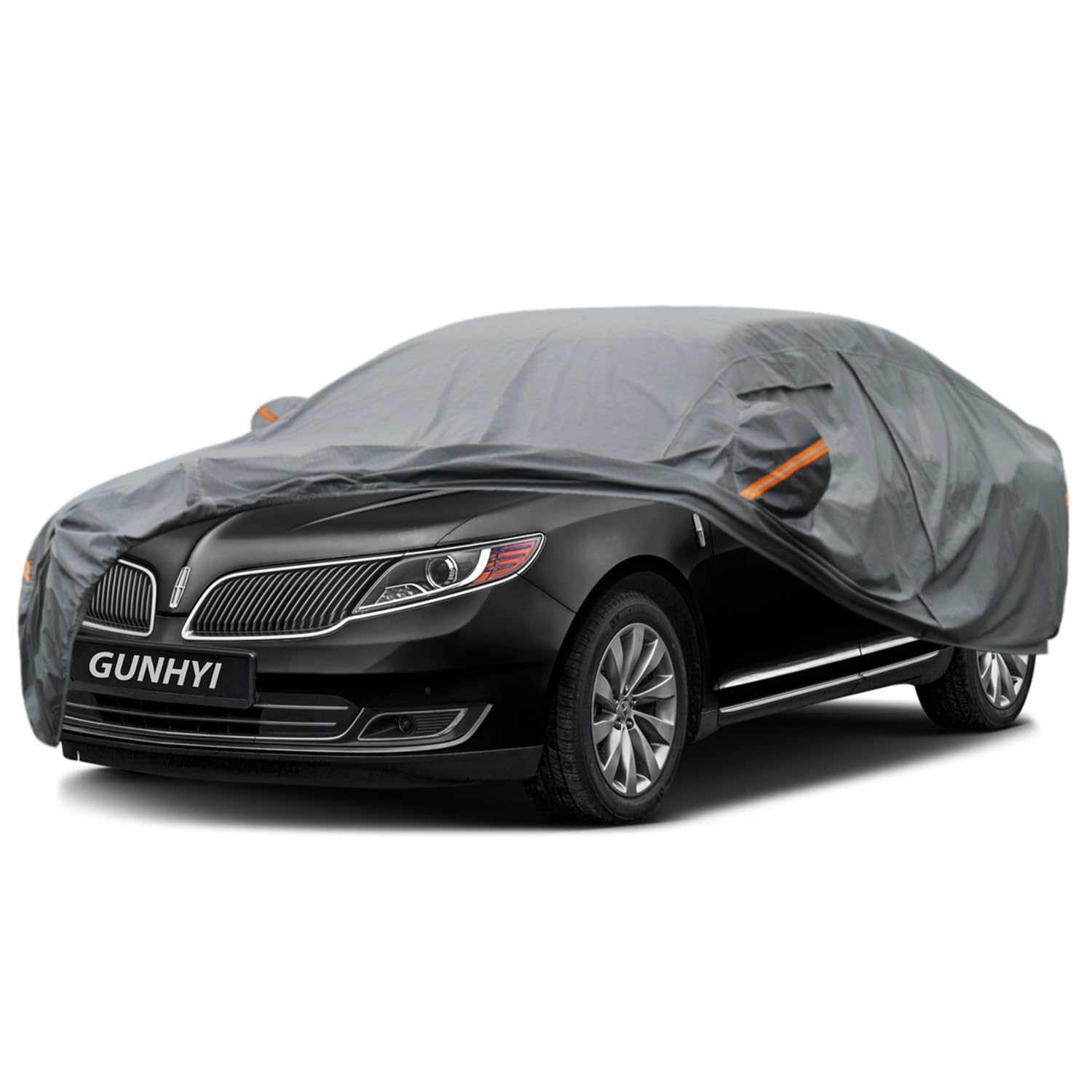 GUNHYI Premium Car Cover Custom Fit Lincoln MKS, 16 Layers Heavy Duty Car Cover Waterproof All Weather with Zipper Door for Sun Rain Snow Dust Uv Protection