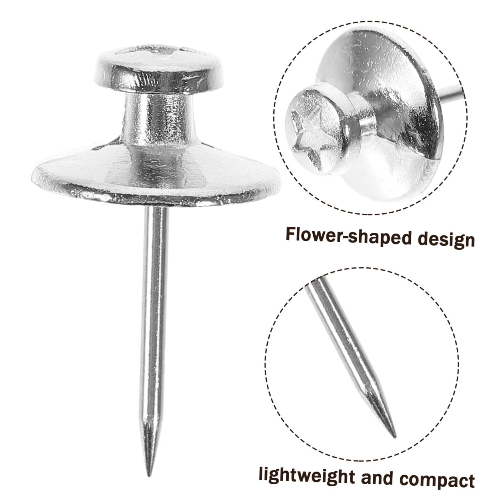 DOITOOL 5 Sätze Reißzwecke Aus Metall Pinnnadeln Aus Pinnwand Planke Pinnwand Für Die Wand Kork Zeichnung Stecknadeln Für Die Karte Wohnung Tack Bretter Zinklegierung Silber 30 Stück * 5