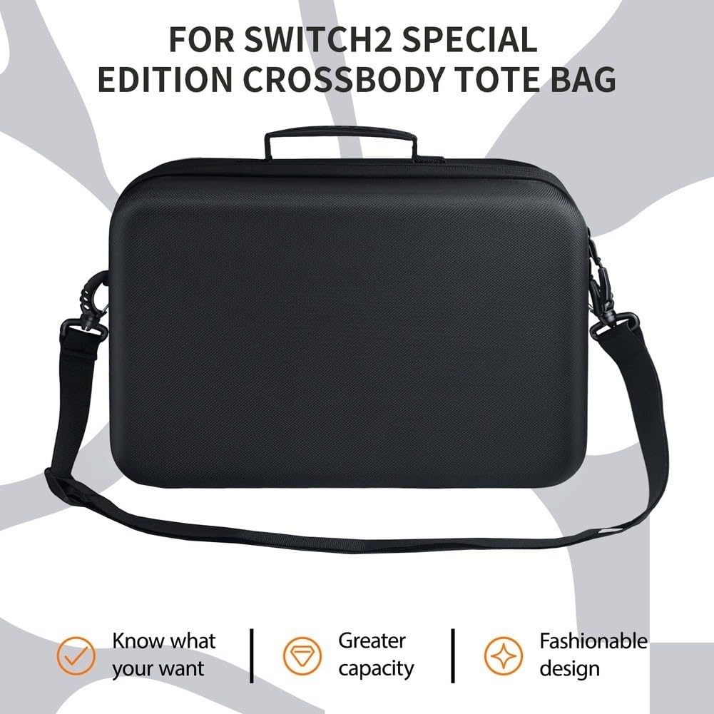 Funda de transporte portátil para Switch 2, carcasa rígida de EVA a prueba de golpes con ranuras para tarjetas de juego, amplio almacenamiento para base y accesorios, color negro