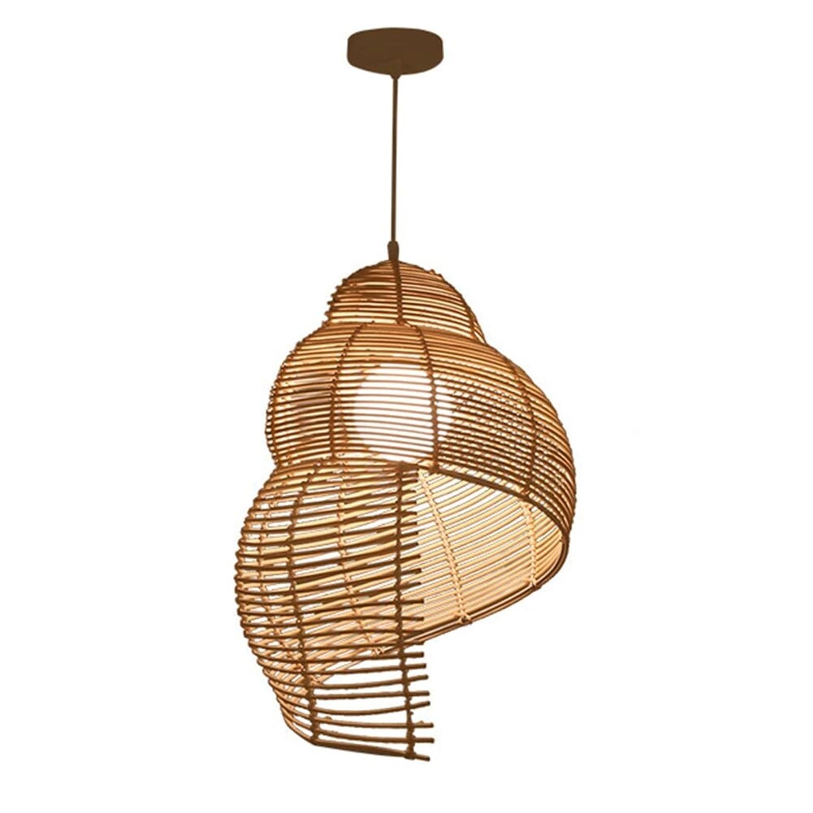 KBUUKYYXouy Creative Wicker Rattan Revolving Conch Hanging Light Pendant Lamp Chandelier Ceiling Irregular Brown Weave for Bedside Living Room Kitchen Hallway