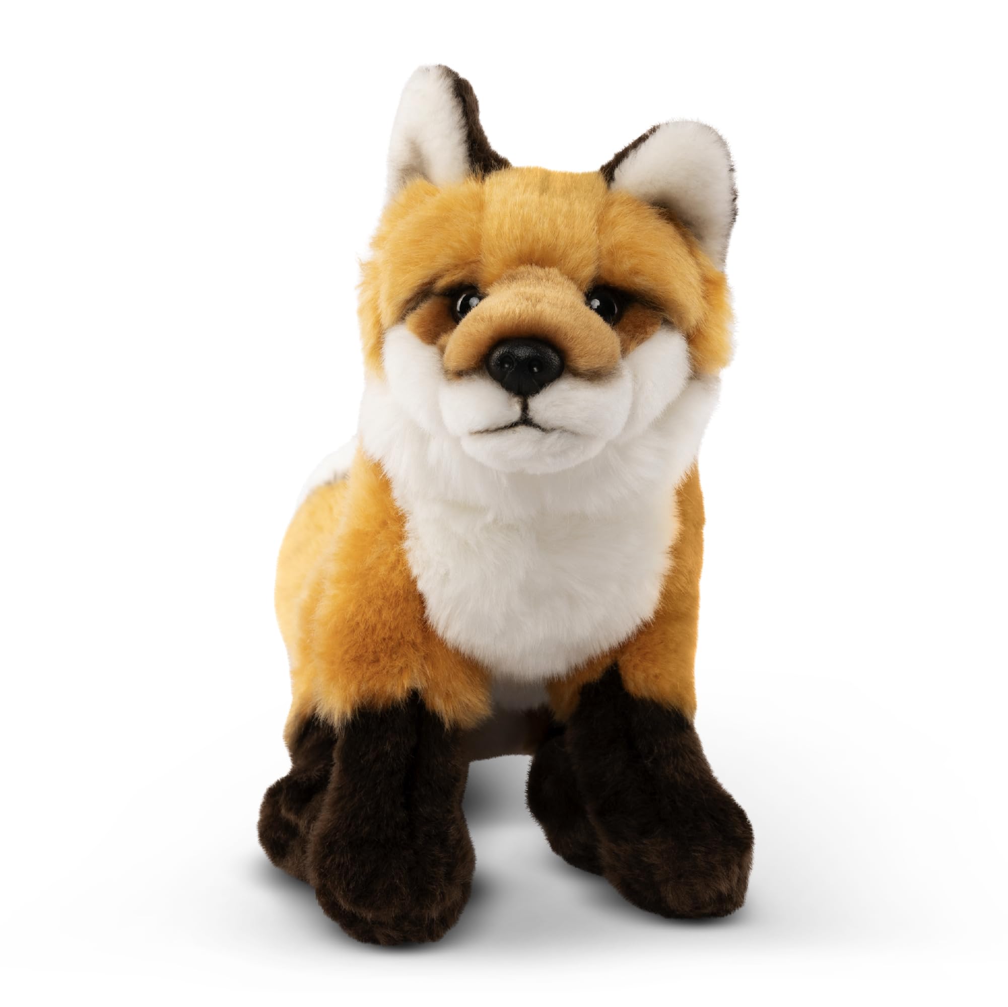 Living Nature Large Fox, Realistic Soft Cuddly Sitting Fox Toy, Naturli Eco-Friendly Plush, 22cm, Brown