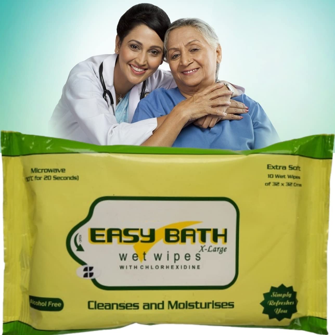 TUNSECHYEasy Bath Wet Wipes Value Pack of 1 Extra Large Bed Bath Towels for Adults, Patient, Baby Wipes. Refreshing Moisturizing Sponge Bath. Microwaveable Easy Bath Wet Wipes (MOQ7) - 10 Wipes/Pack