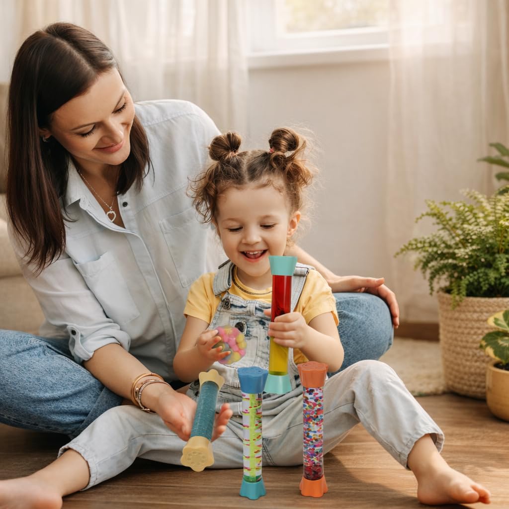 Sensory Tubes – Calm Down Corner Fidget Toys, Sensory Room & Speech Therapy Materials, Stress Relief Ball, Travel Toys, Quiet Sensory Bottles for Kids