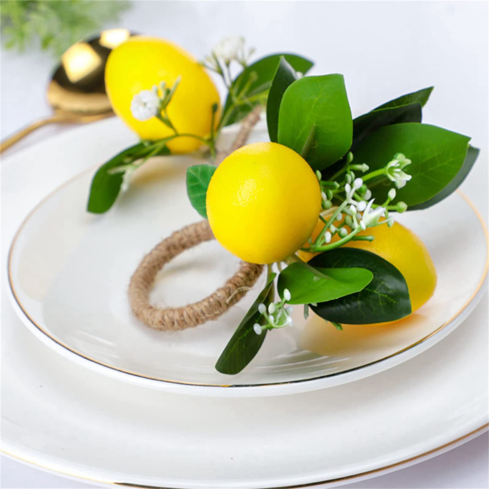 Set Di 12 Portatovaglioli A Forma Di Limone Con Foglie – Decorazione Tavola In Stile Rustico Per Matrimoni E Feste Estive - 4