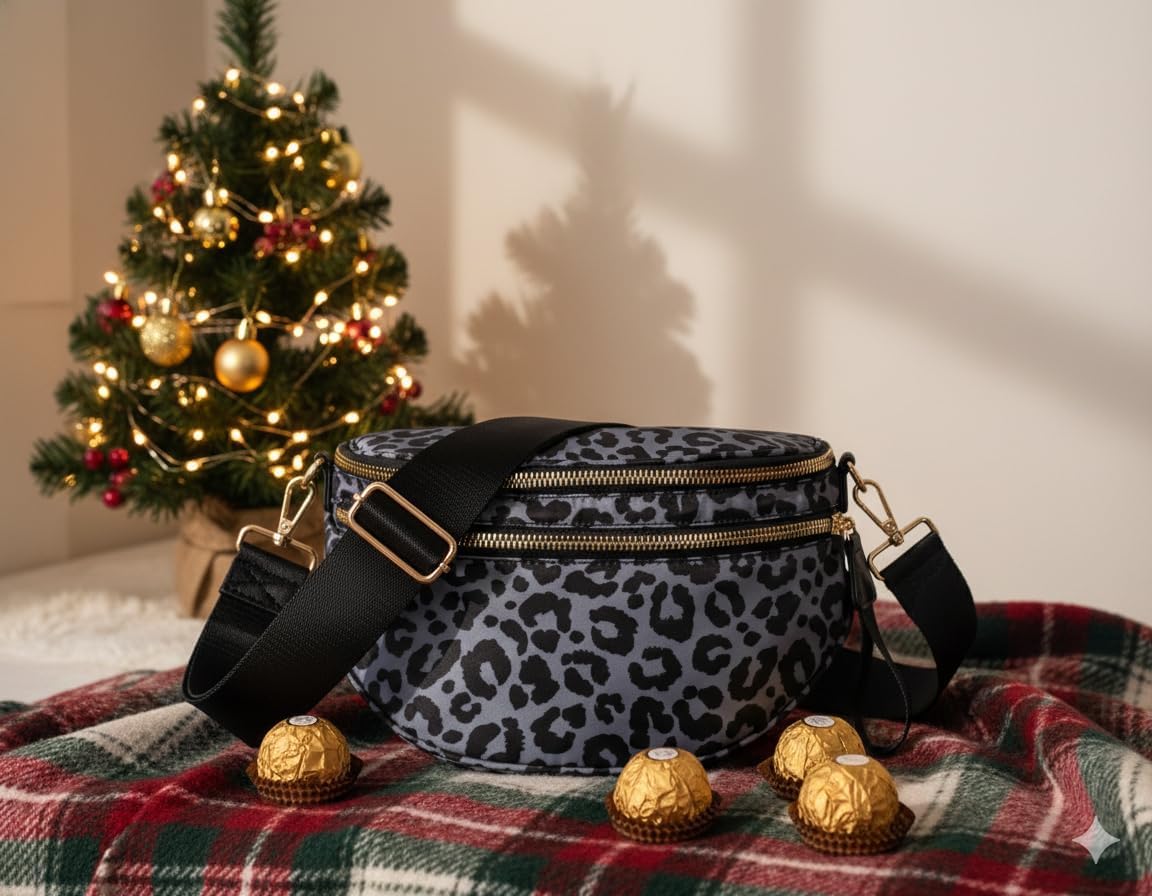 Bum Bag Crossbody Bag for Women | Spacious Bum Bags | Nylon Crossbody Fanny Packs | Leopard Purse Belt Wallet (Color Bum Bag-Grey Leopard) - Image 8