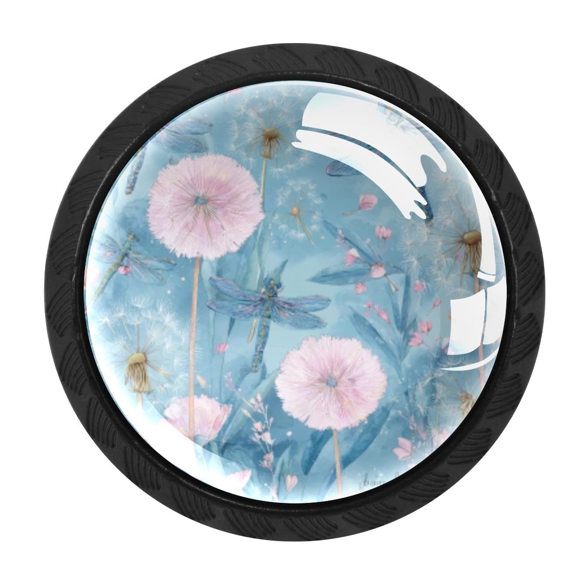 Heoeh Multi 6 4 Pcs Cabinet Knobs, Dragonfly Dandelions Drawer Knobs Dresser Handles