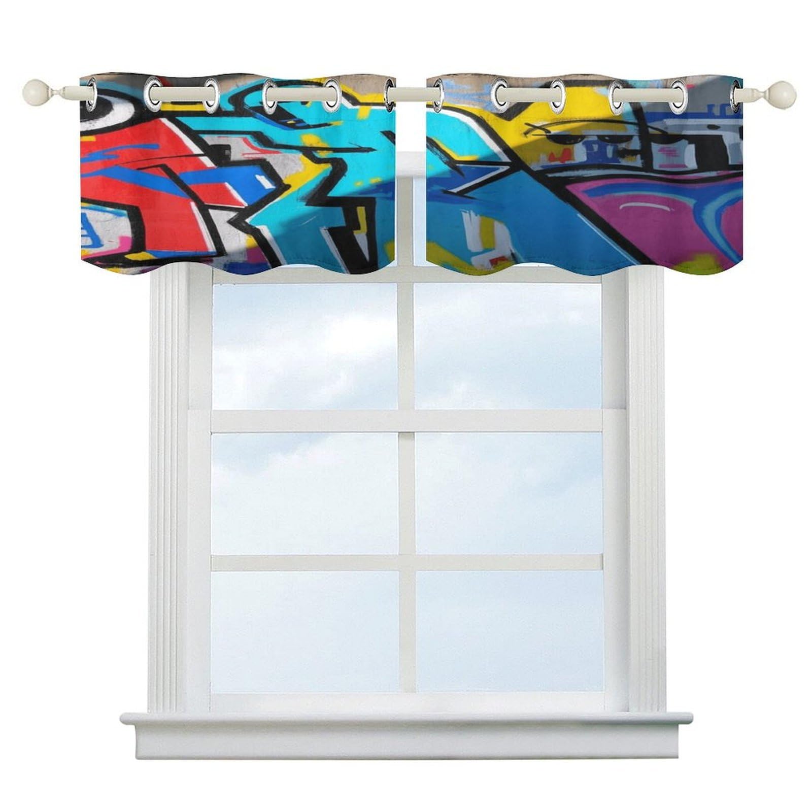 Fekiloot Style Graffiti Short Curtains Valance Curtain