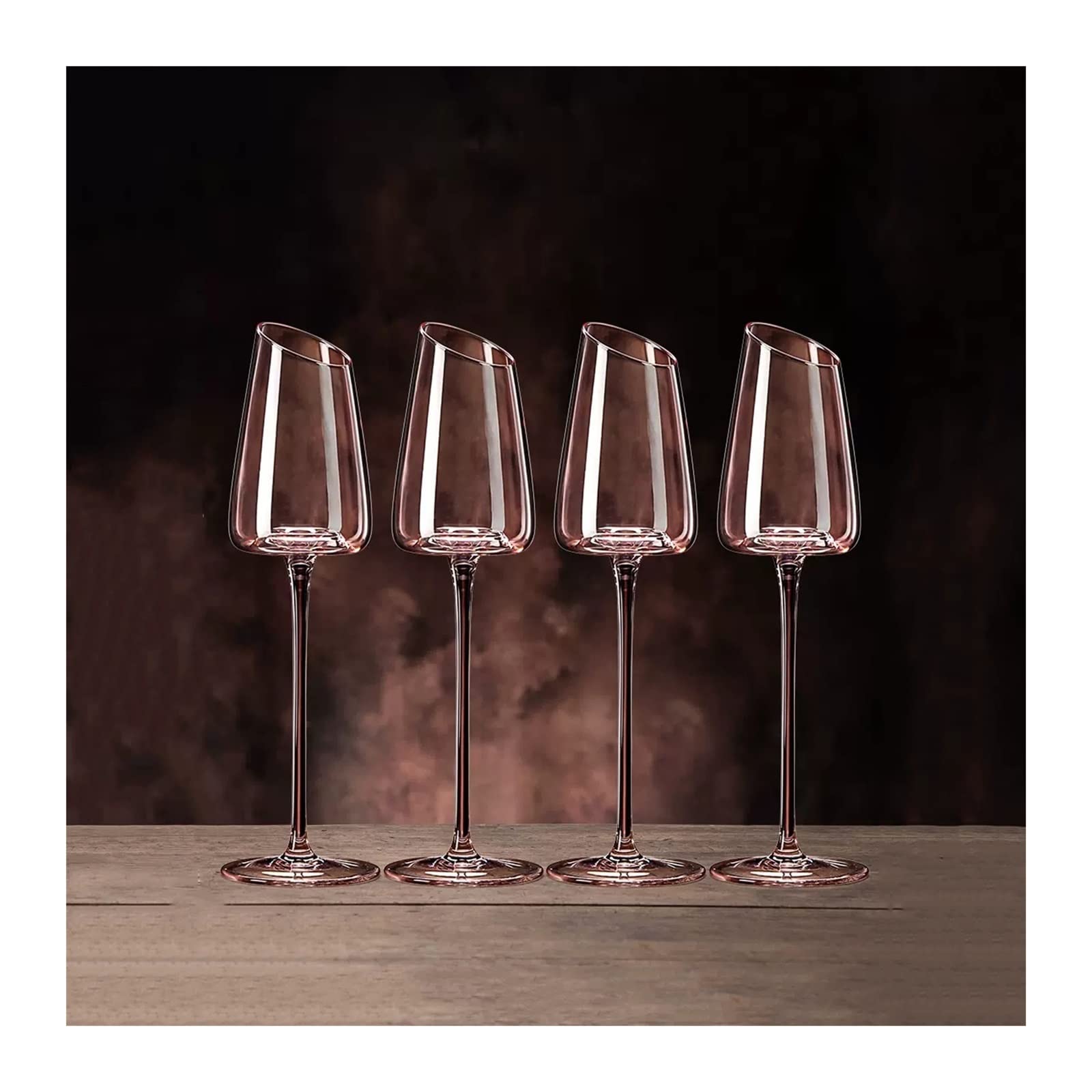 Flûtes à Champagne Ensemble de 4 Verres à Champagne Inclinés Verres à Bulles de Luxe Légers Flûte à Champagne en Verre de Cristal pour Mariage, Anniversaire, Noël Parfait pour，One Color B