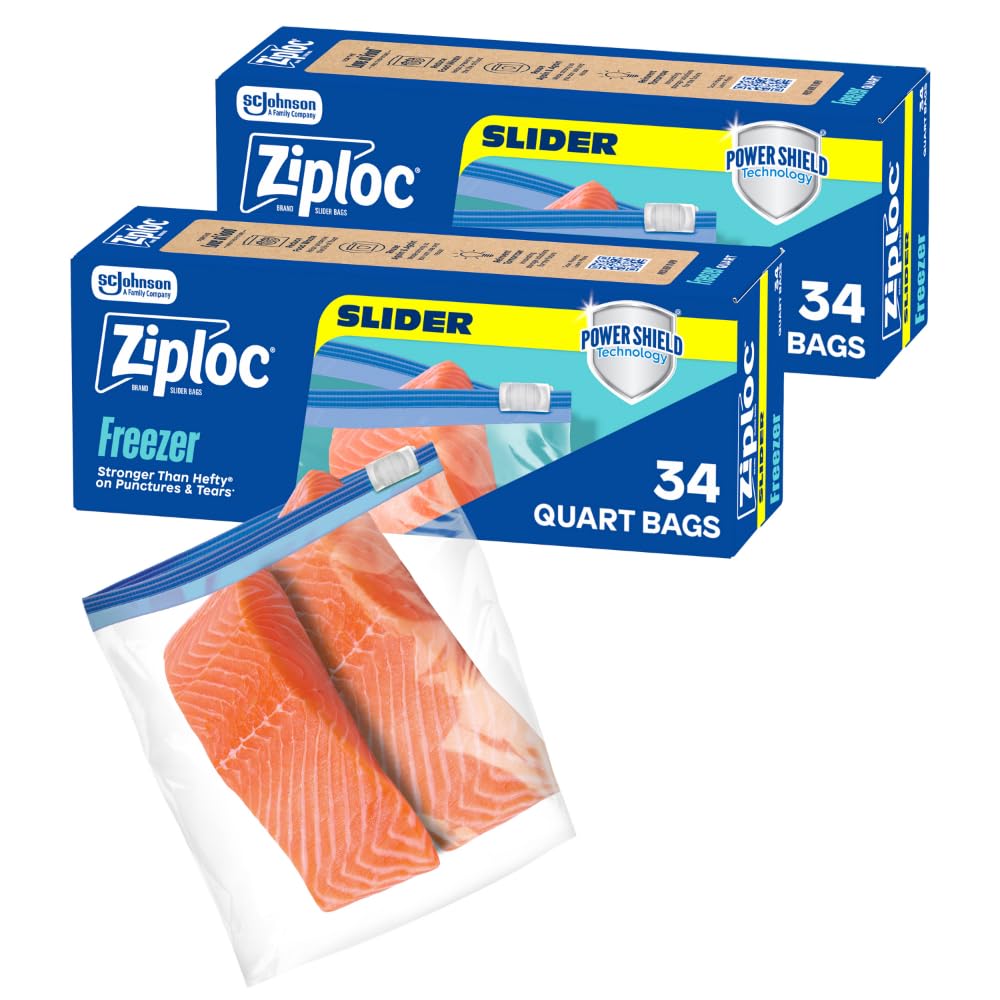 Ziploc 34 Count (Pack of 2) / 34 יחידות / Quart Food Storage Bags