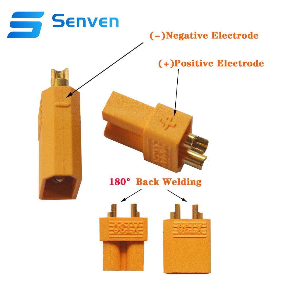 Senven (20 paar) Hoge kwaliteit XT30 Mannelijk Vrouwelijk Adapter, XT30 Mannelijk Vrouwelijk Ronde stekkers - Hoge stroom stekker voor RC Lipo Accu Adapter, 40 stuks 80 stuks krimpslang